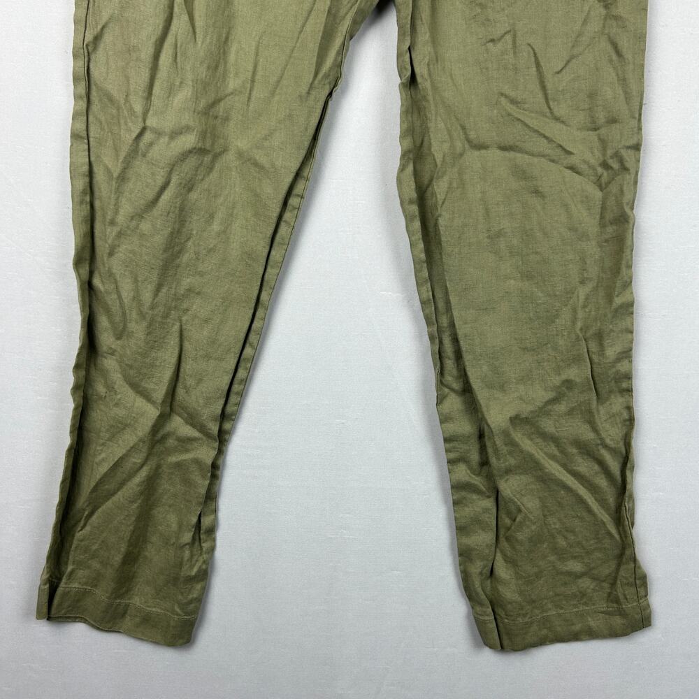Quince Linen Elastic Waist Pull On Pants Olive Green Women's Size S - Picture 3 of 9